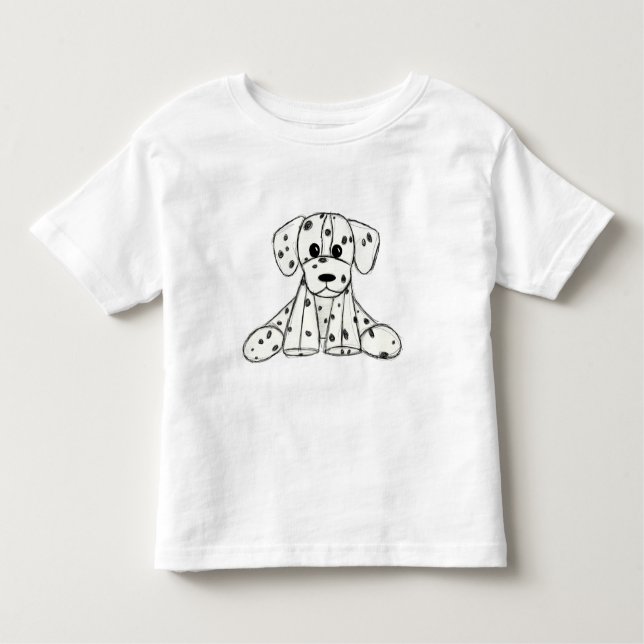 Dalmatian stuffed dog drawing outline simple black toddler T-Shirt (Front)