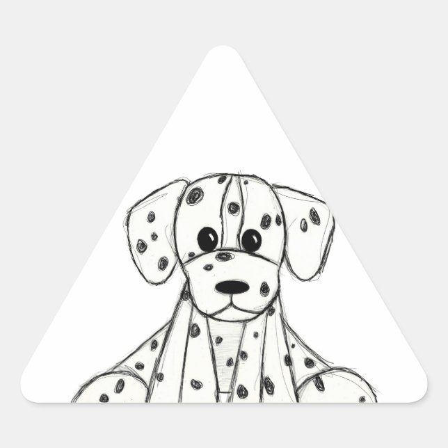 Dalmatian stuffed dog drawing outline simple black triangle sticker (Front)