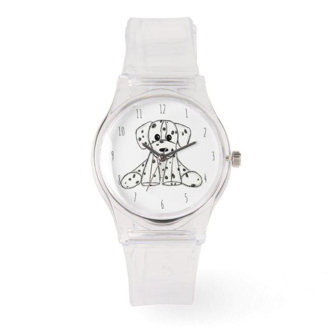 Dalmatian stuffed dog drawing outline simple black watch (Front)
