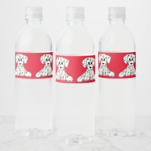 Dalmatian stuffed dog drawing outline simple black water bottle label