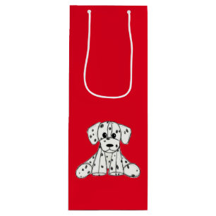 Dalmatian stuffed dog drawing outline simple black wine gift bag