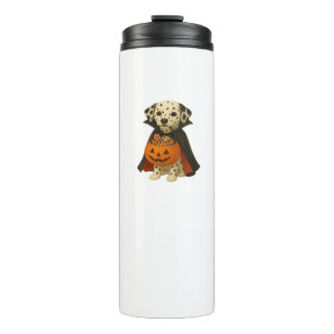 Dalmatian Trick-or-Treat Halloween Dog with Pumpki Thermal Tumbler