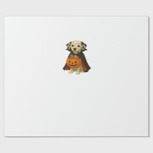 Dalmatian Trick-or-Treat Halloween Dog with Pumpki Wrapping Paper