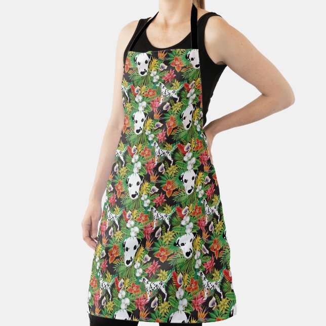 Dalmatian Tropical Floral Jungle Dog Pattern Apron (Insitu)