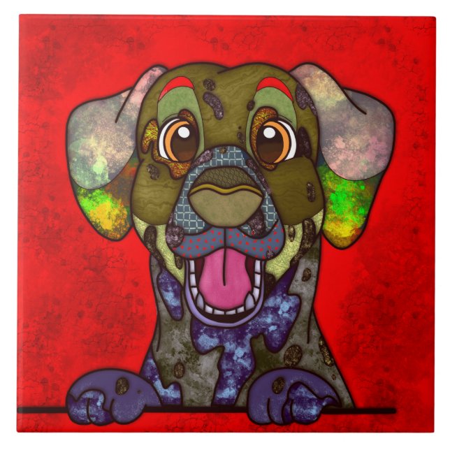 Dalmatian ugly dog face  ceramic tile (Front)