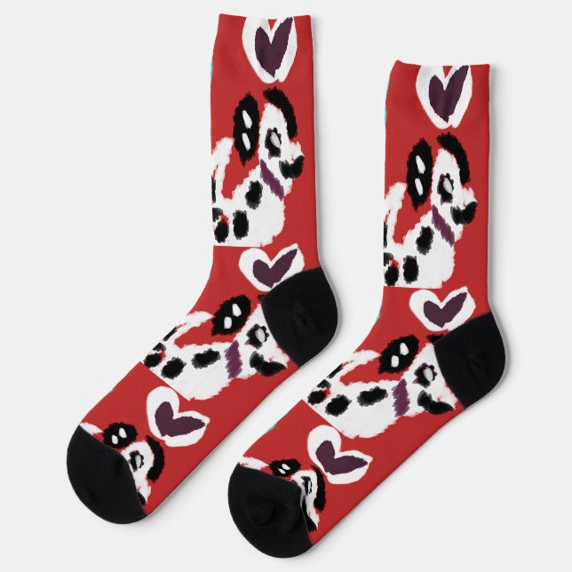Dalmatian Valentine heart  Socks (Left)