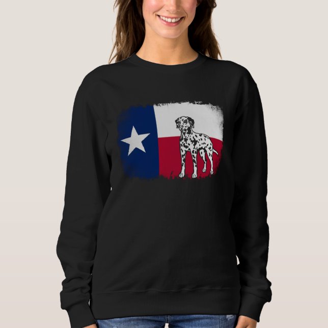 Dalmatian vintage Texas Texan flag dog Sweatshirt (Front)