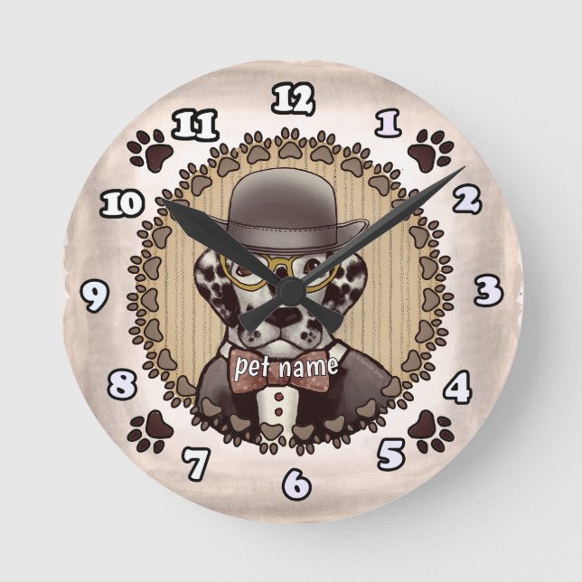 Dalmatian wearing glasses Clock (Front)