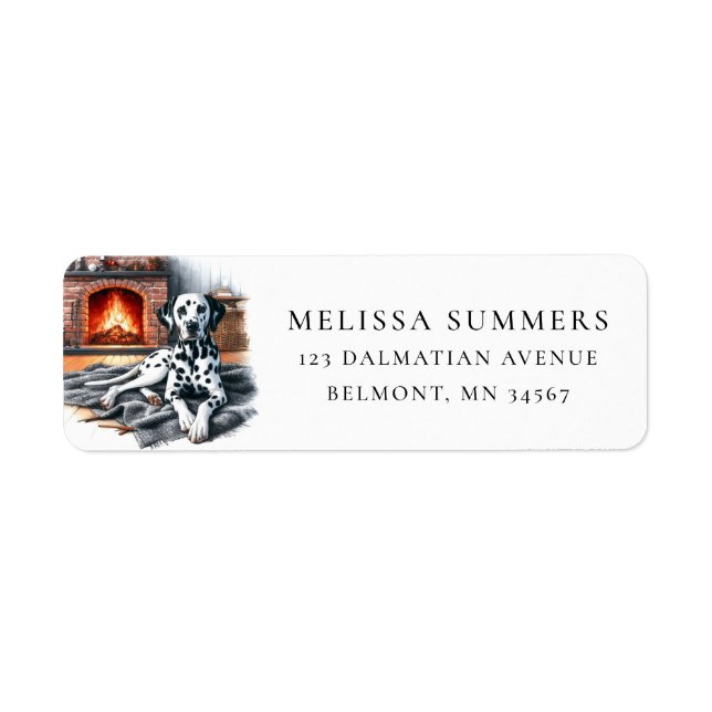 Dalmatian Winter Fireplace Return Address Label (Front)