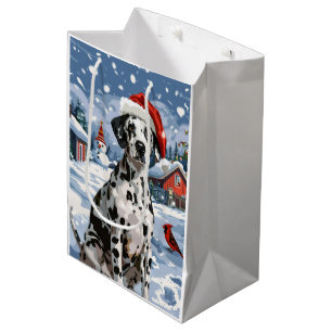 Dalmatian Winter Wonderland Christmas Joy Medium Gift Bag