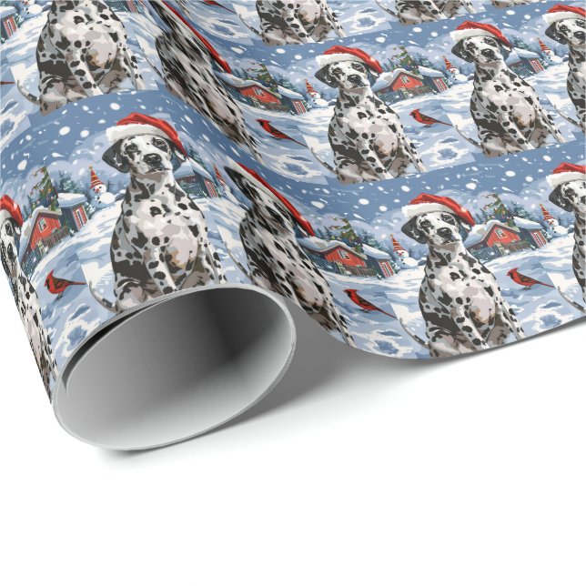 Dalmatian Winter Wonderland Christmas Joy Wrapping Paper (Roll Corner)