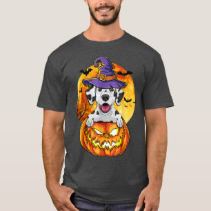 Dalmatian Witch Pumpkin Halloween Dog Lover Funny T-Shirt