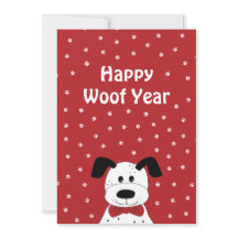 Dalmatian with a bow tie 'Happy Woof Year' 