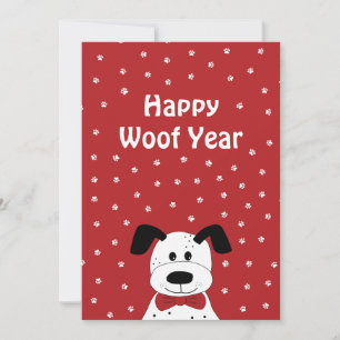 Dalmatian with a bow tie 'Happy Woof Year' Holiday Card