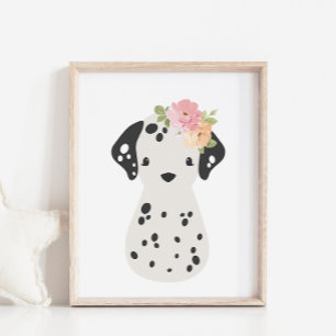 Dalmatian with Flower Crown Nursery Kids Poster