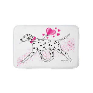 Dalmatian with hearts bath mat