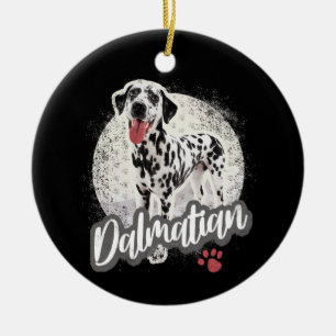 Dalmatian With Paw Vintage Dog Lovers Design Ceramic Ornament