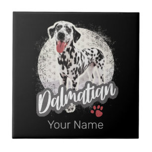 Dalmatian With Paw Vintage Dog Lovers Design Ceramic Tile
