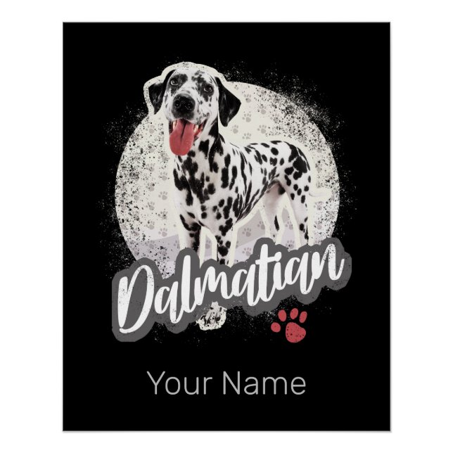 Dalmatian With Paw Vintage Dog Lovers Design Poster (Front)