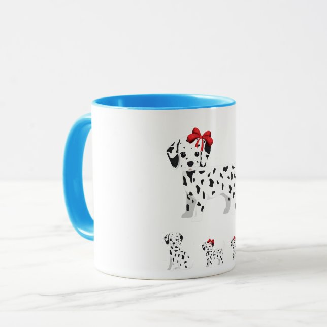 Dalmatian with puppies combo mug two toned. (Front Left)
