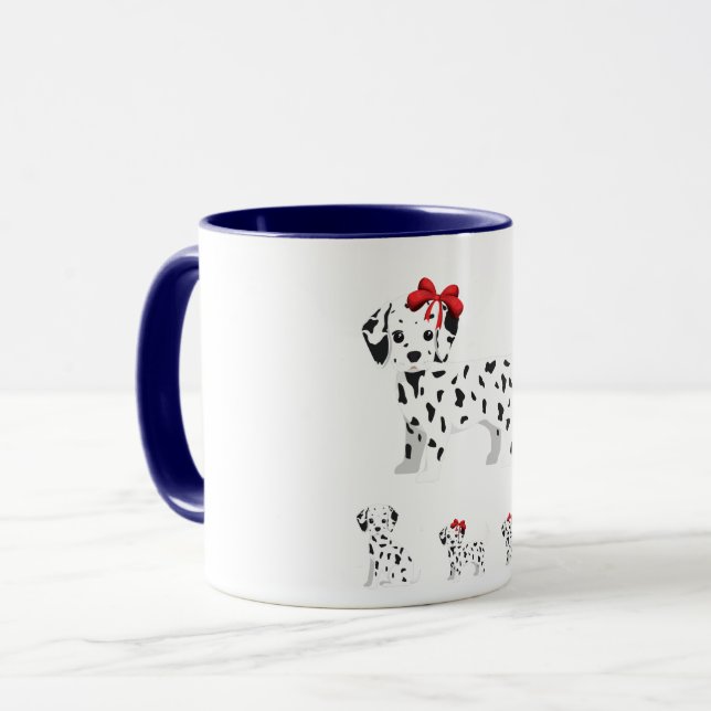 Dalmatian with puppies combo mug two toned. (Front Left)