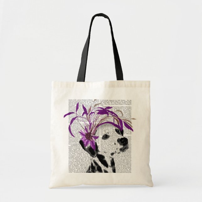Dalmatian With Purple Fascinator Tote Bag (Front)