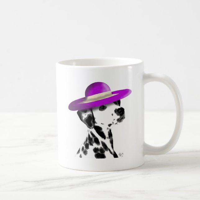 Dalmatian With Purple Wide Brimmed Hat Coffee Mug (Right)