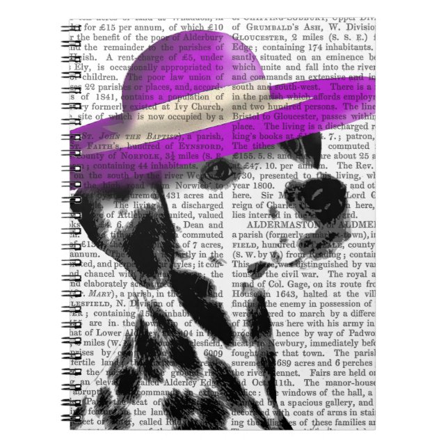 Dalmatian With Purple Wide Brimmed Hat Notebook (Front)
