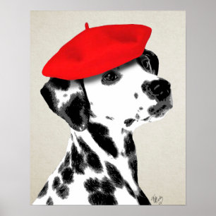 Dalmatian With Red Beret Poster