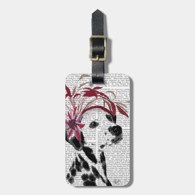 Dalmatian With Red Fascinator Luggage Tag (Front Vertical)