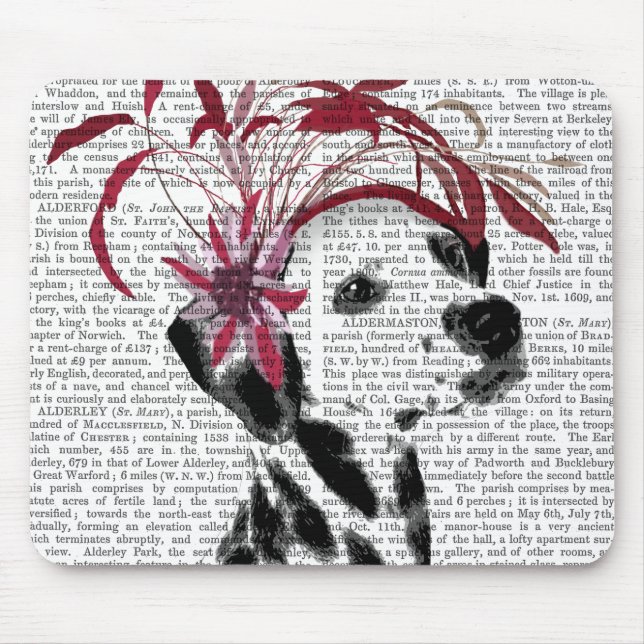 Dalmatian With Red Fascinator Mouse Pad (Front)
