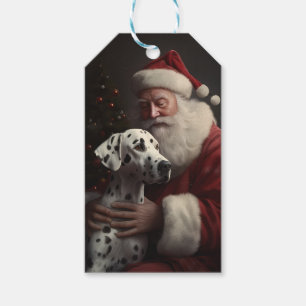 Dalmatian With Santa Claus Festive Christmas Gift Tags