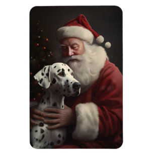 Dalmatian With Santa Claus Festive Christmas Magnet