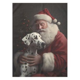 Dalmatian With Santa Claus Festive Christmas Tablecloth