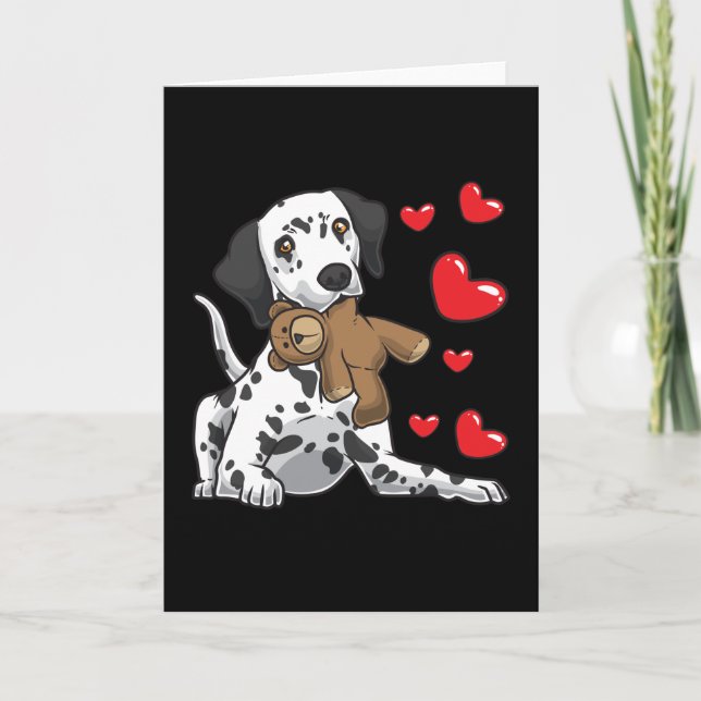 Dalmatian with stuffed animal and hearts card (Front)
