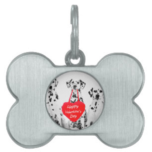 Dalmatians Dog Heart Happy Valentine's Day Pet Name Tag