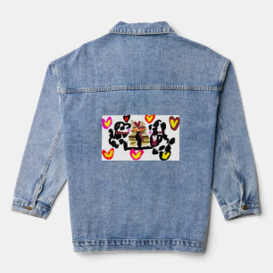Dalmatians eating pancakes valentine's day denim jacket