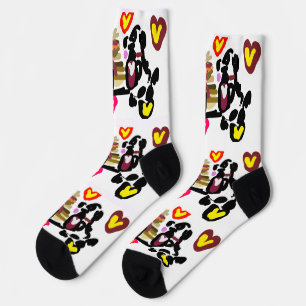 Dalmatians eating pancakes valentine's day socks