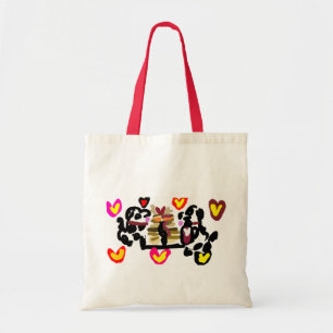 Dalmatians eating pancakes valentine's day tote bag