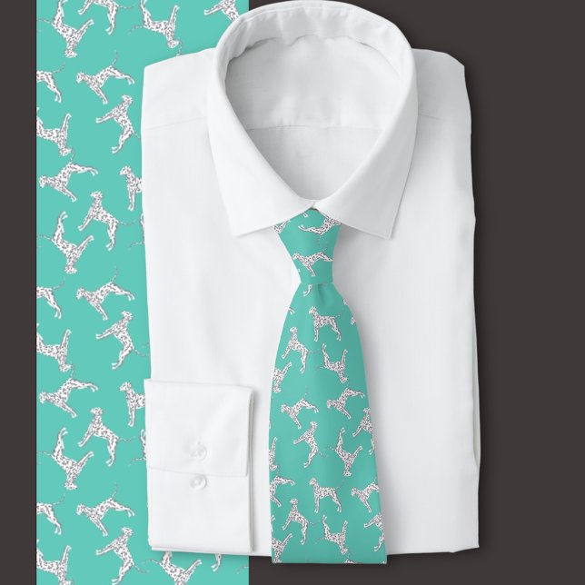 Dalmatians multidirectional  Aqua  Tie (Dalmatian dog aqua tie, dog lovers, veterinarian, dog breeder, Dalmatian owner)