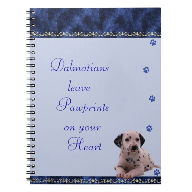Dalmatians  Pawrints on Your Heart Notebook ~blue (Front)