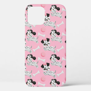 Dalmatians Puppies Black Spots Pink Toy Ball White iPhone 12 Case