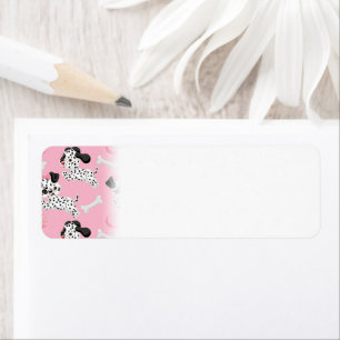 Dalmatians Puppies Black Spots Pink Toy Ball White Return Address Label
