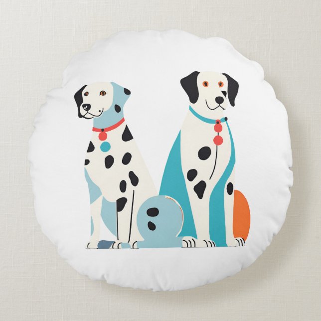 dalmatians round cushion (Front)