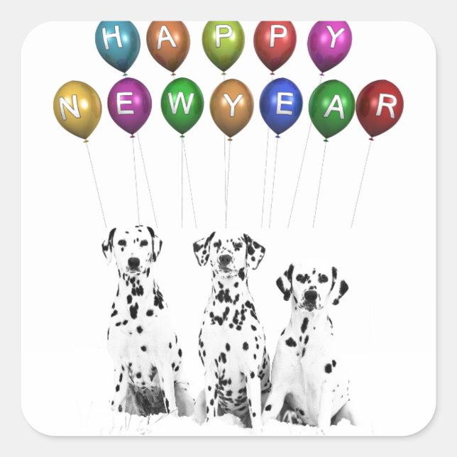 Dalmatians Wishing Happy New Year 2016 Square Sticker (Front)