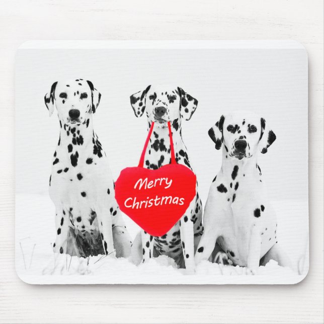 Dalmatians Wishing Merry Christmas mouse pad (Front)