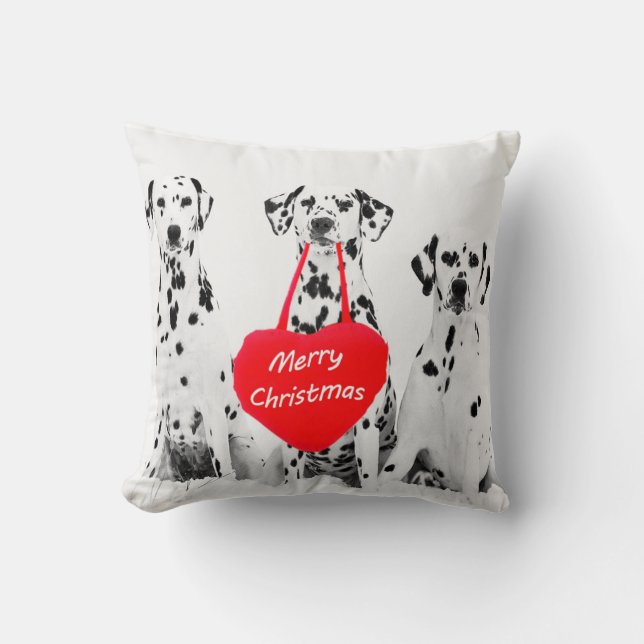 Dalmatians Wishing Merry Christmas pillow (Front)