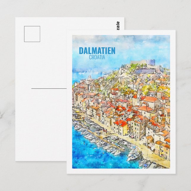 Dalmatien croatia Famous Travel Watercolor Sketch Postcard (Front/Back)