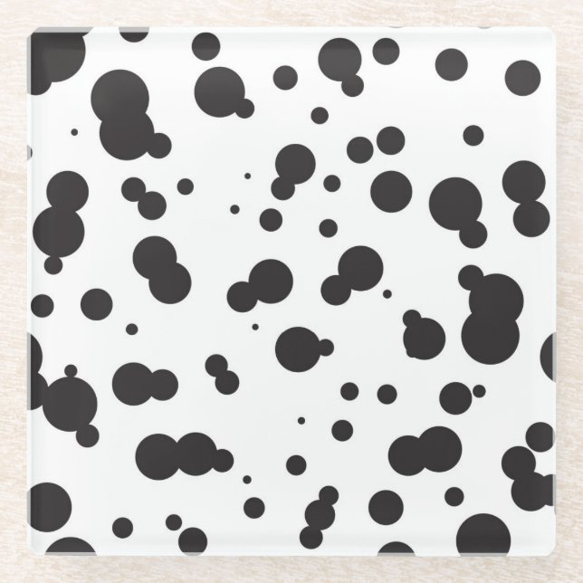 Dalmatine Dots Pattern Glass Coaster (Front)