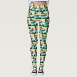 Dalmation Beach Surfing Painting  Leggings